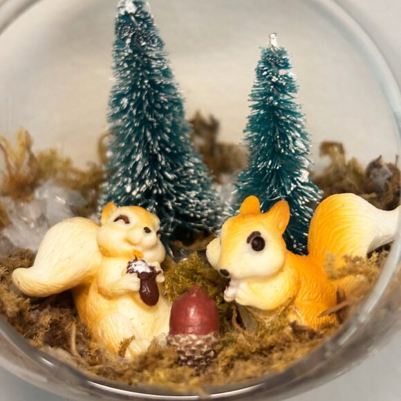 Handmade Winter Woodland Squirrel Ornament – Hanging Glass Globe Decor - Picture 3 of 9